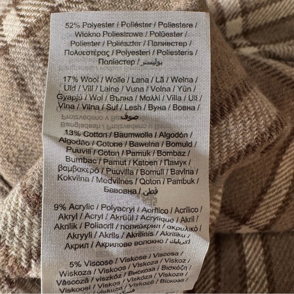 Jack & Jones Plaid Brown Wool Button Down Shirt Size XL NWT  Shacket - Picture 8 of 8